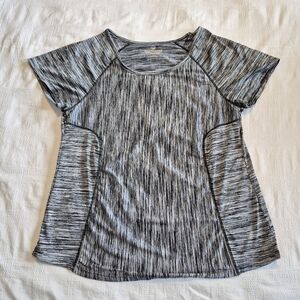 90 Degree by Reflex women's 2X semi fitted short sleeve shirt black & gray VGUC